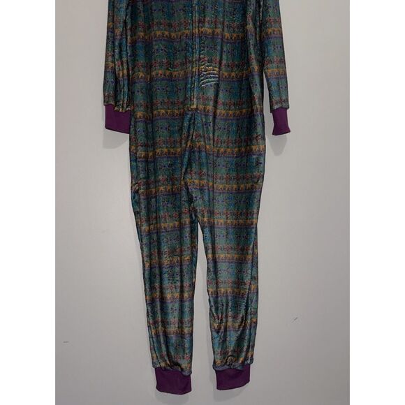New Natural Life One Piece Pajamas L/XL Floral Boho Plush Fleece Jumpsuit Zip - Picture 6 of 15